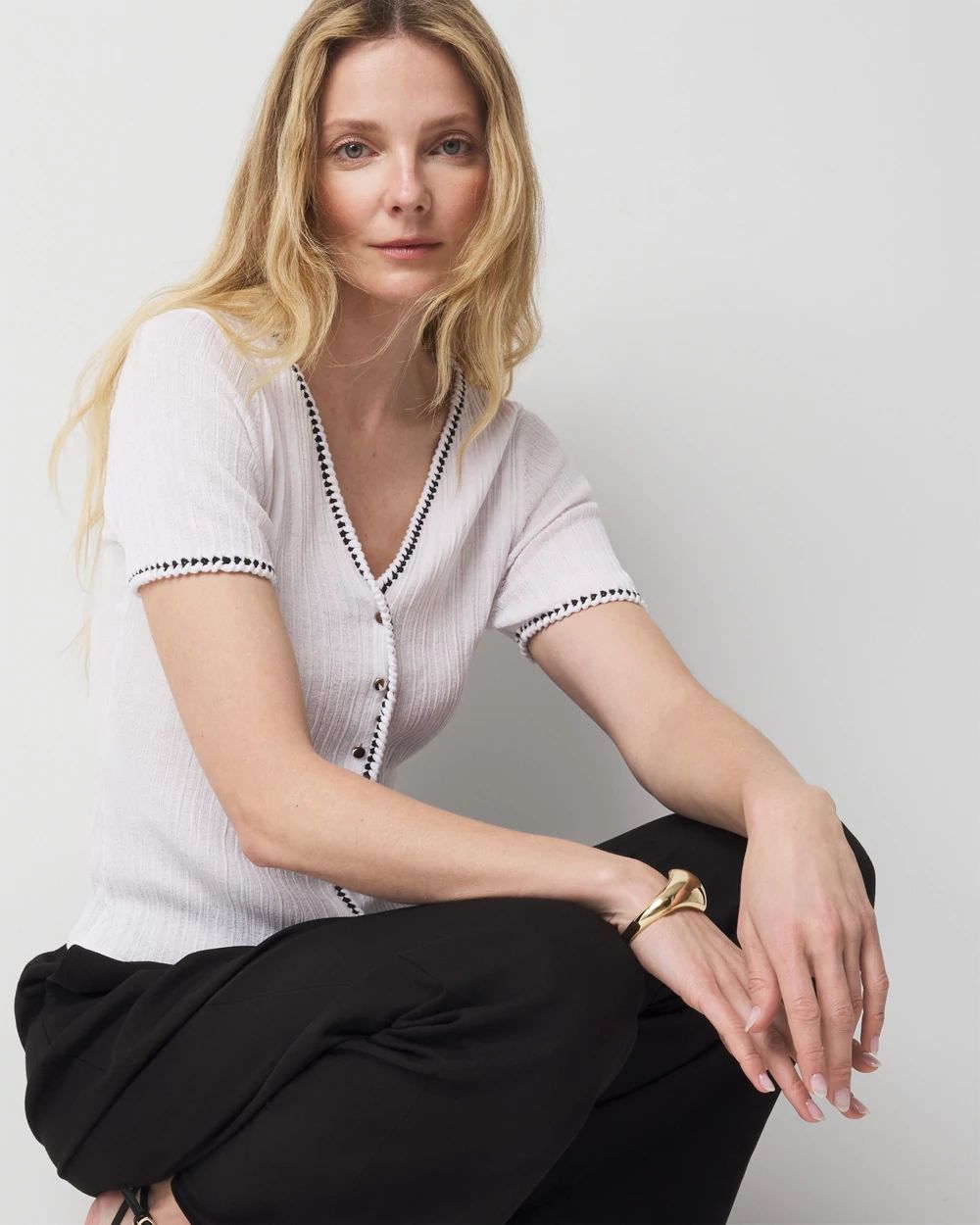 Braided Trim Cardigan Sweater | White House Black Market